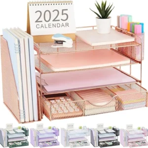VeloWears Rose Gold Multi-Tier Desk Organizer