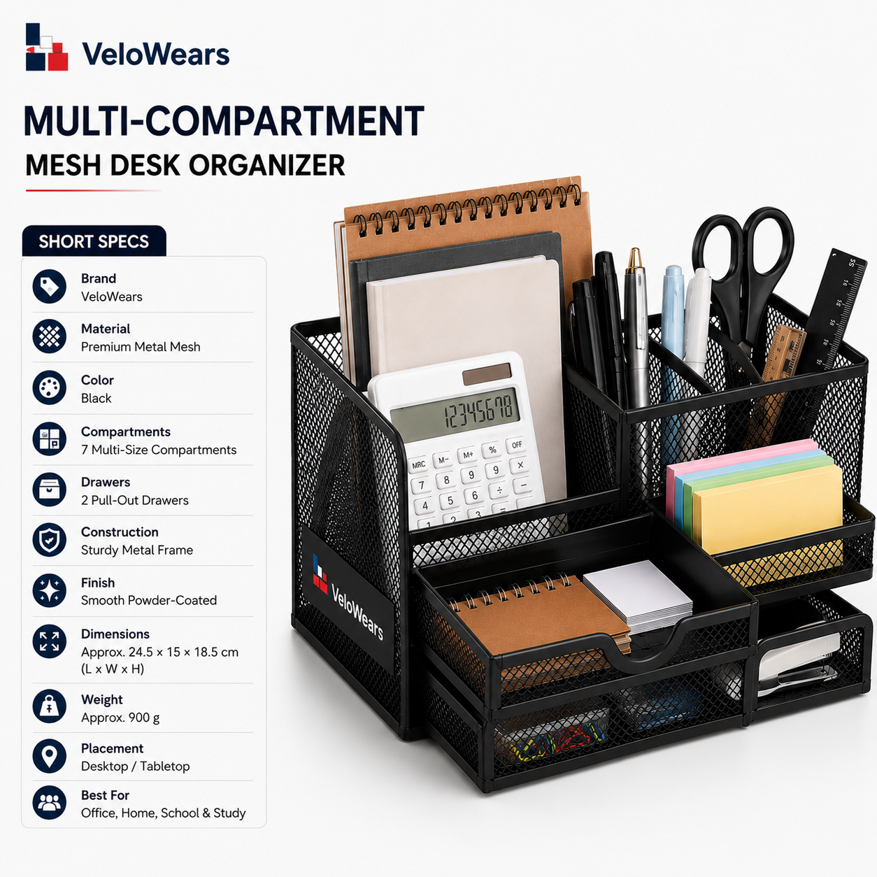 VeloWears Multi-Compartment Mesh Desk Organizer - Image 2